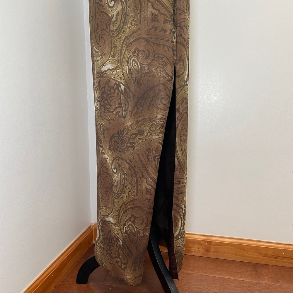 NEW! Mirror Palais- S&M PAISLEY-PRINT COWL-NECK SILK MIDI DRESS Brown Size M - Picture 10 of 14
